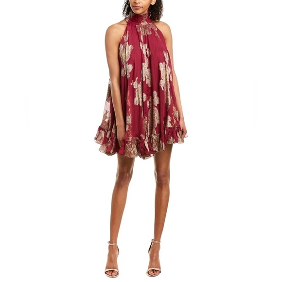 Hemant & Nandita Dress Tunic Mini Red High Neck Cocktail Party 2 Extra Small - Picture 1 of 9